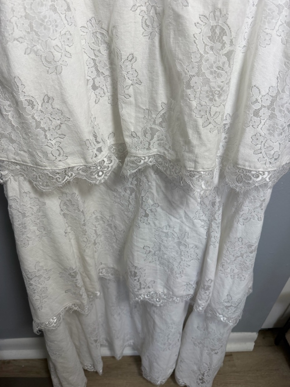 Premier White Lace Maxi Dress with Ruffle Sleeves - Picture 7 of 9